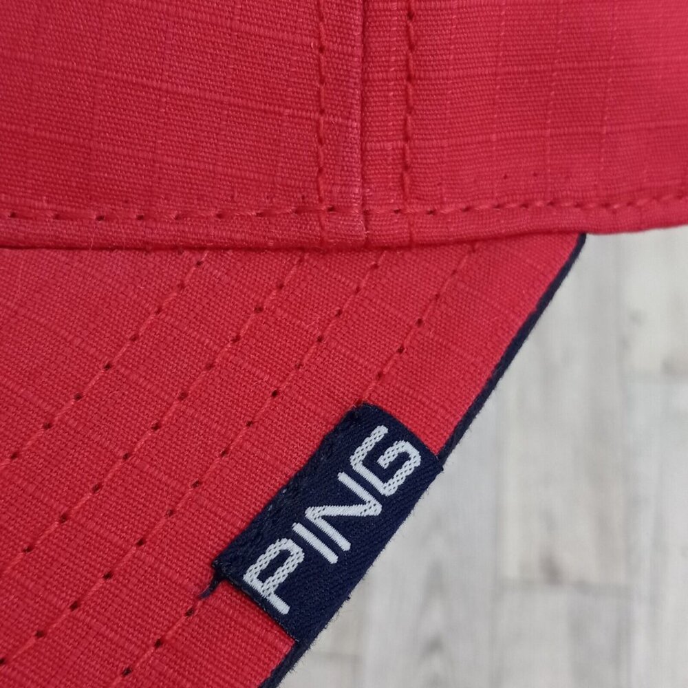 Ping Golf Visor Hat Logo Red Osfa Adjustable Stra… - image 8